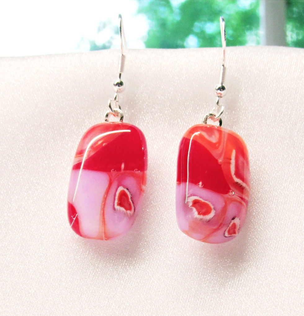 Thumbnail: CHERRY PASSION | GLASS FUSED JEWELRY EARRINGS