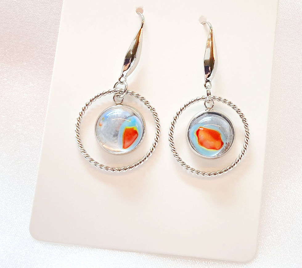 Thumbnail: AQUA EMBER | GLASS FUSED JEWELRY EARRINGS