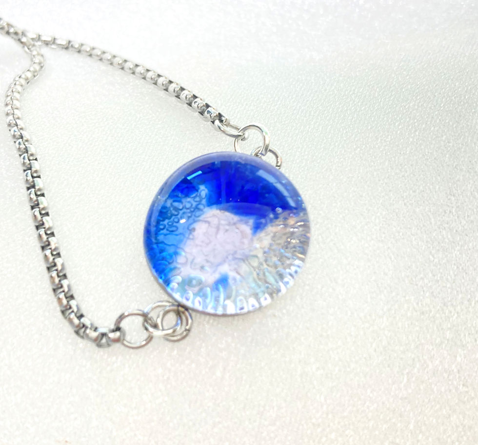 Thumbnail: CAPRI SEA GLASS ADJUSTABLE BRACELET | GLASS FUSED JEWELRY BRACELE
