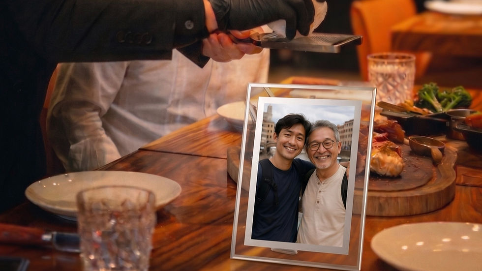 personalised photo frame for father's day at restaurant
