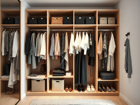 Aufgeräumter Kleiderschrank mit gut sortierter Kleidung