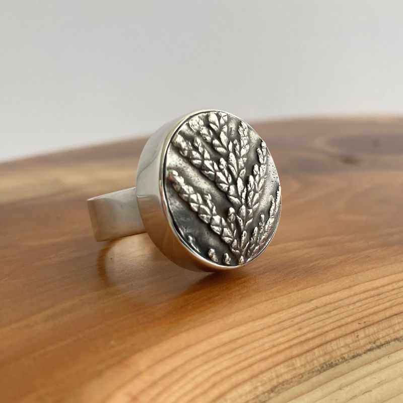 Thumbnail: Tamara Leaf Ring Cast in Sterling Silver from Nature