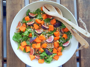 Zoete aardappelsalade met verse vijgen