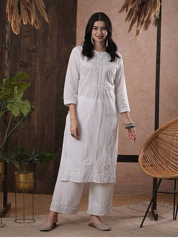 white christmas dresses Designer Kurti Pashnima Silk White Embroidered Kurtis – Kajols