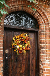Main hotel door at Seckford Hall wedding 