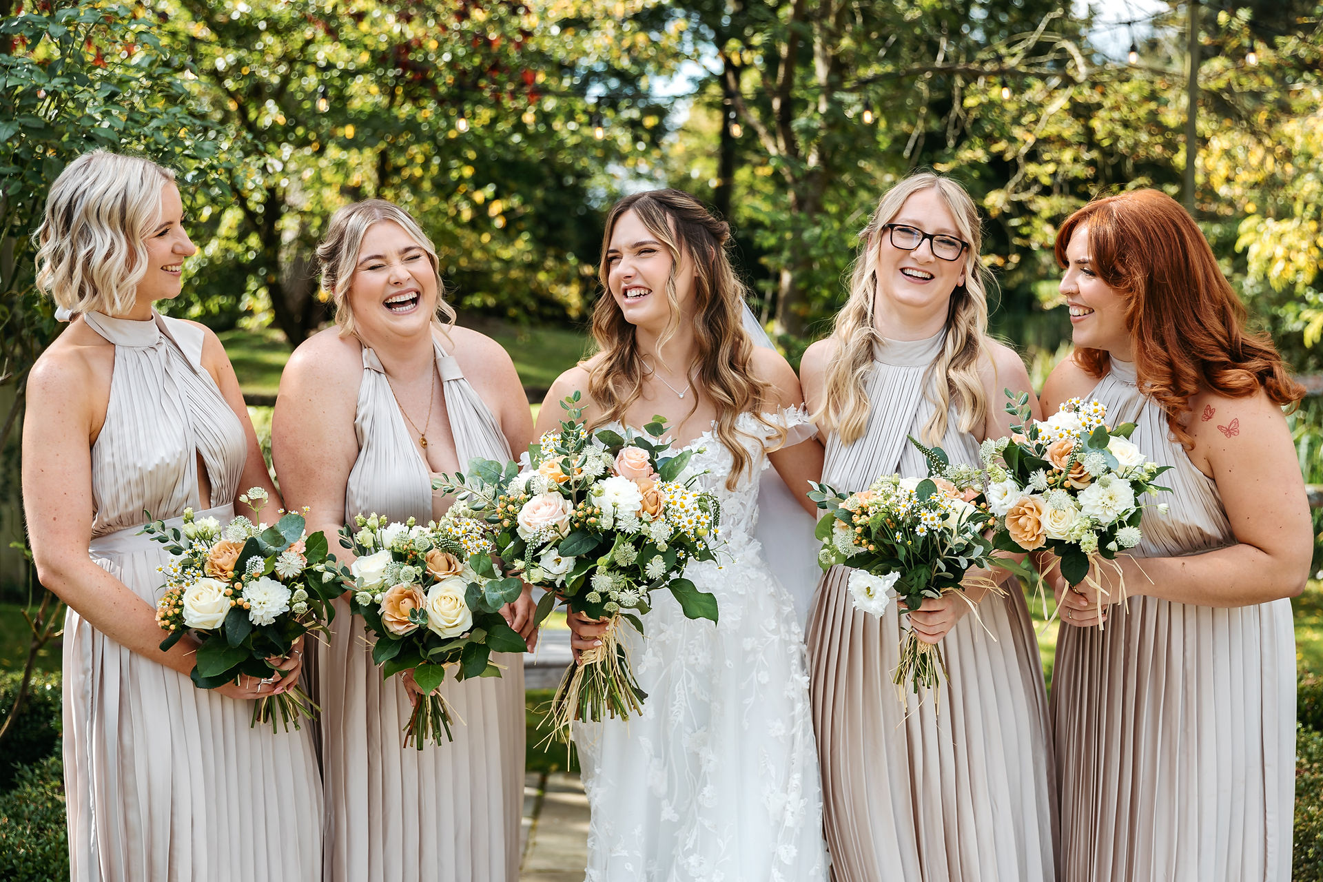 Bride and bridesmaids at Houchins Wedding