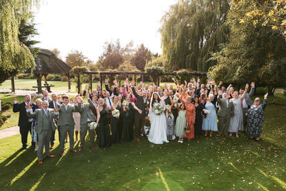 Guest group photo at High House Wedding, Maldon