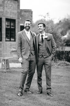 Groom and best man at Seckford Hall wedding 
