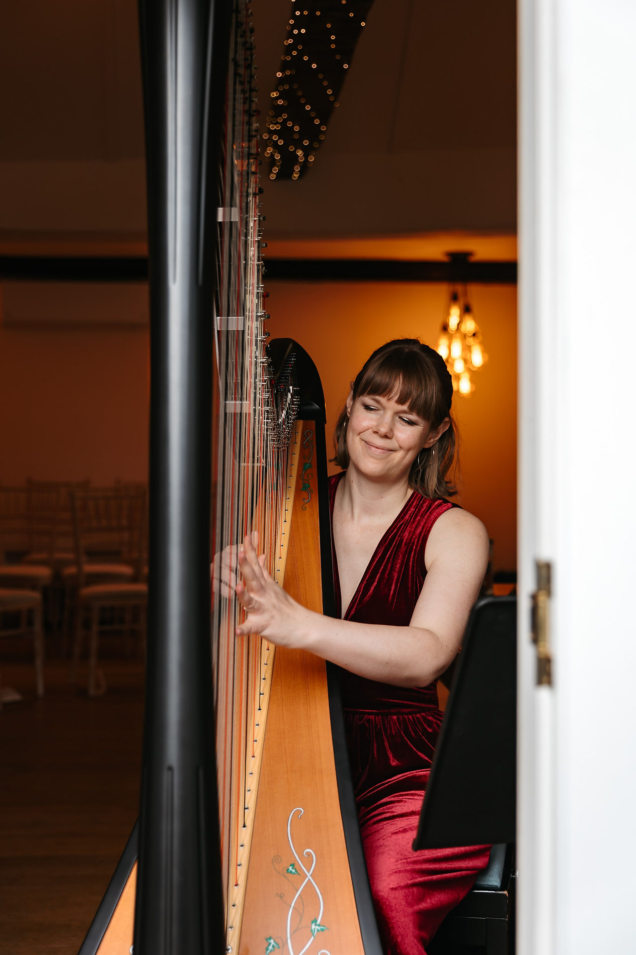 Harpist at East Mersea Hall wedding