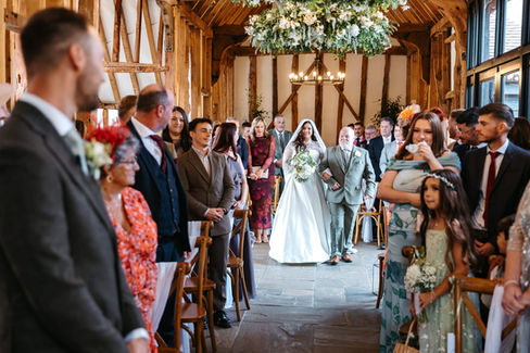 Bride entering ceremony at High House Wedding, Maldon