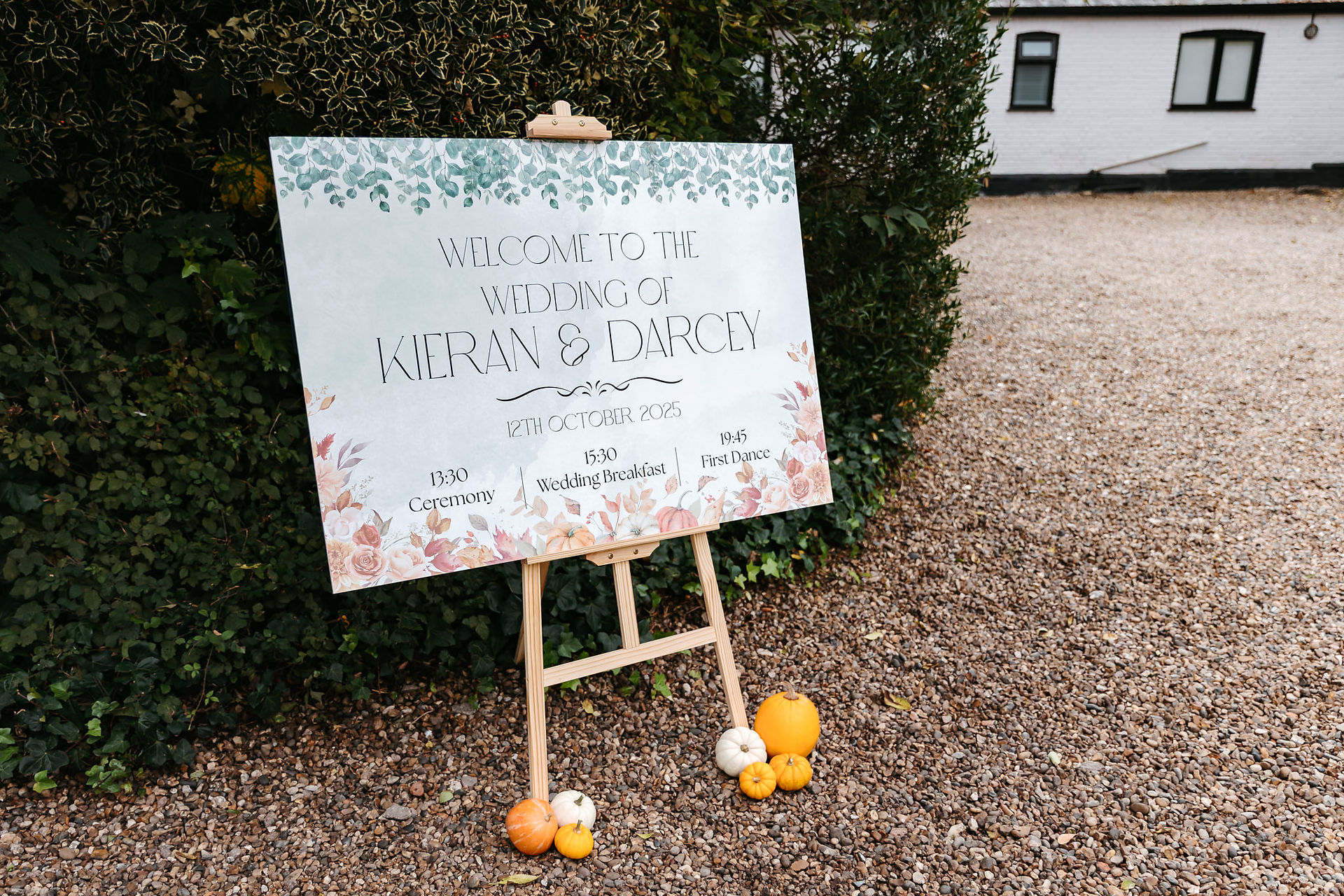 Wedding sign at East Mersea Hall wedding