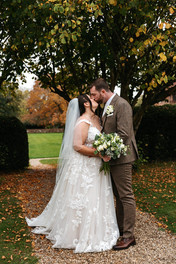 Bride and groom portrait Seckford Hall wedding