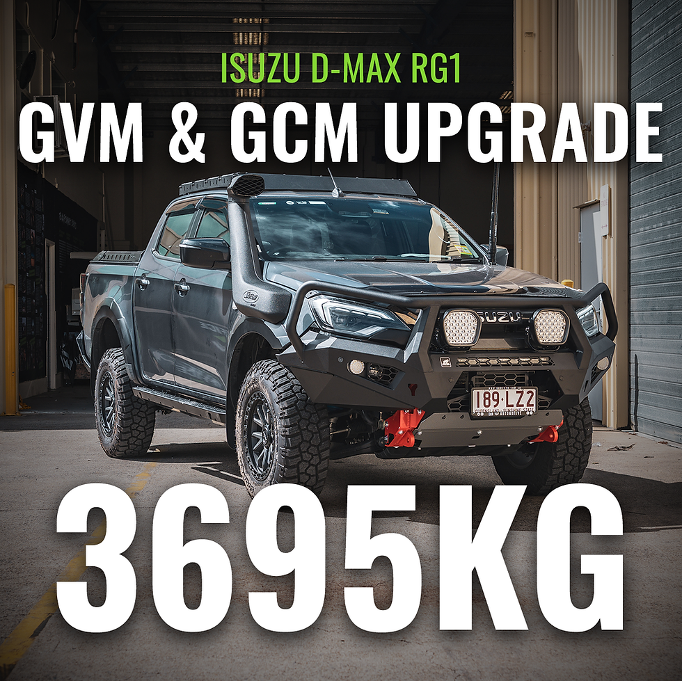 Isuzu D-MAX GVM upgrade package by BAW Automotive Brisbane — federally approved, 3695kg GVM, available with 6200kg or 6900kg