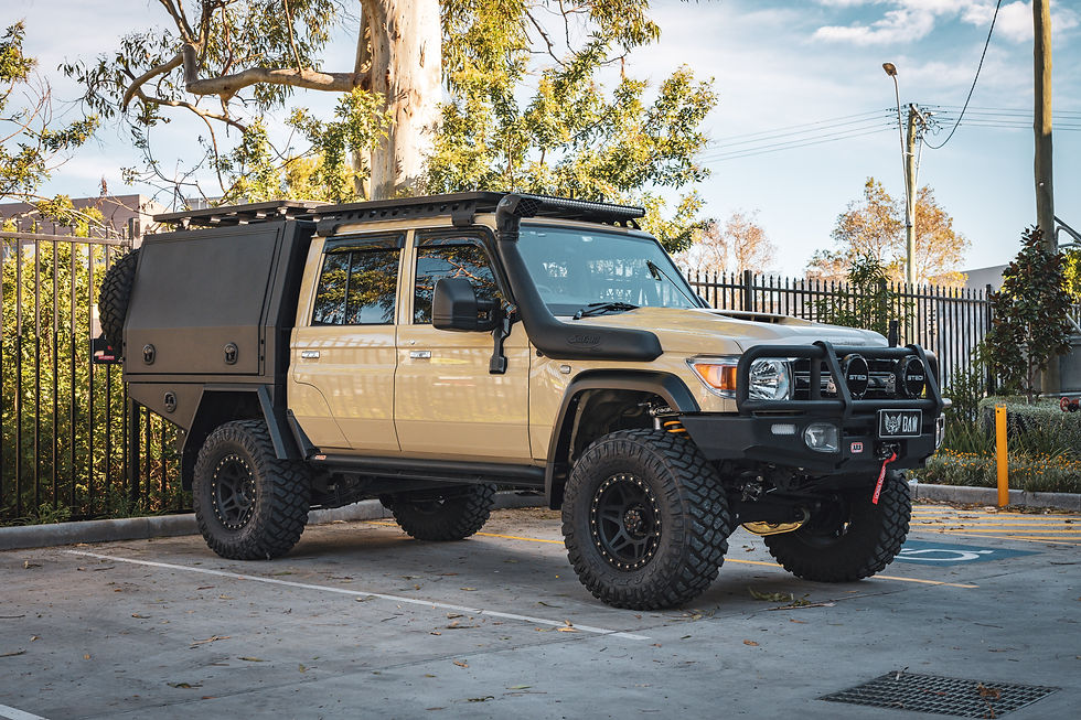 Sandy Taupe Toyota 79 Series LandCruiser fitted with a federally approved pre-rego GVM upgrade.