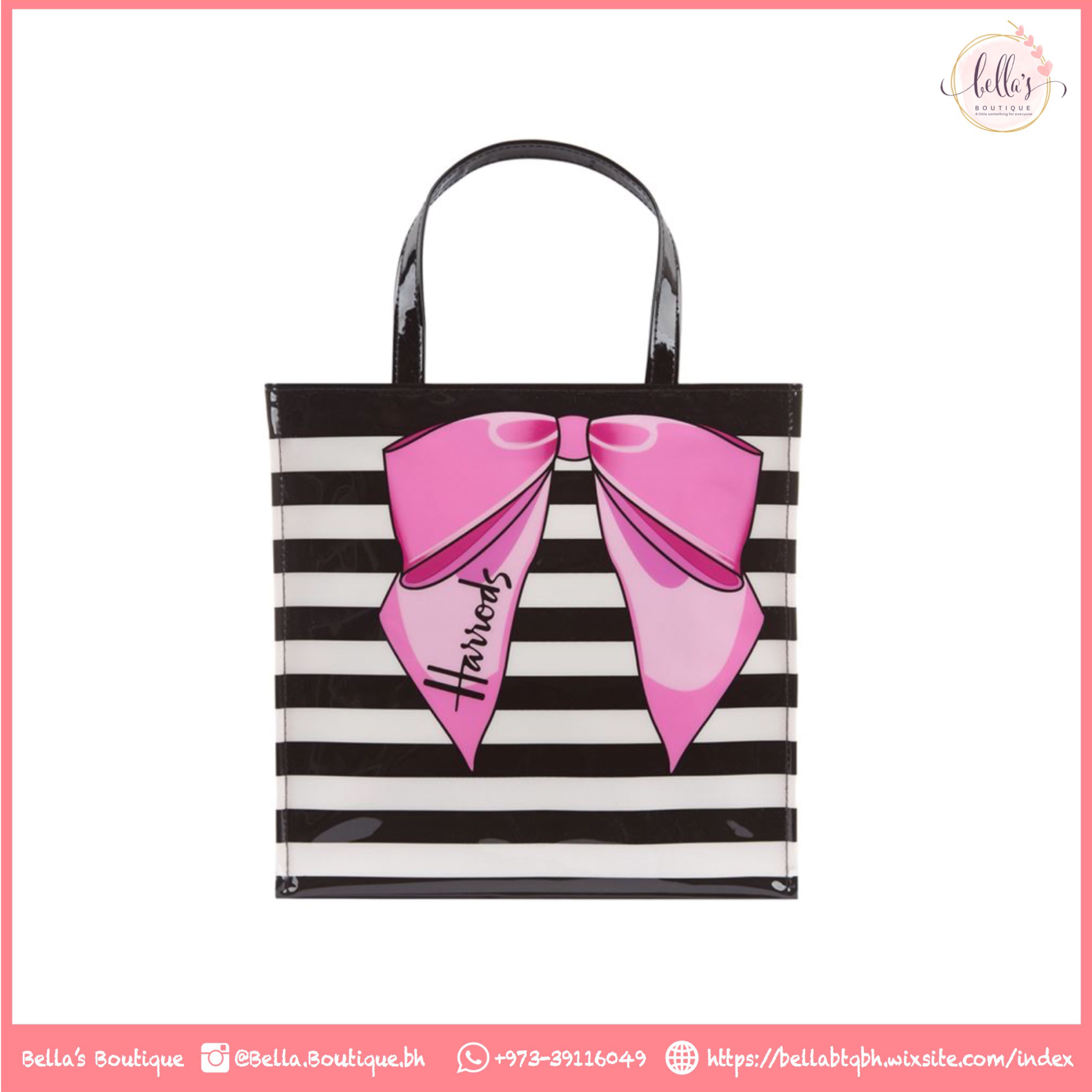 Harrods Stripy Bow Shopper Bag (Small)