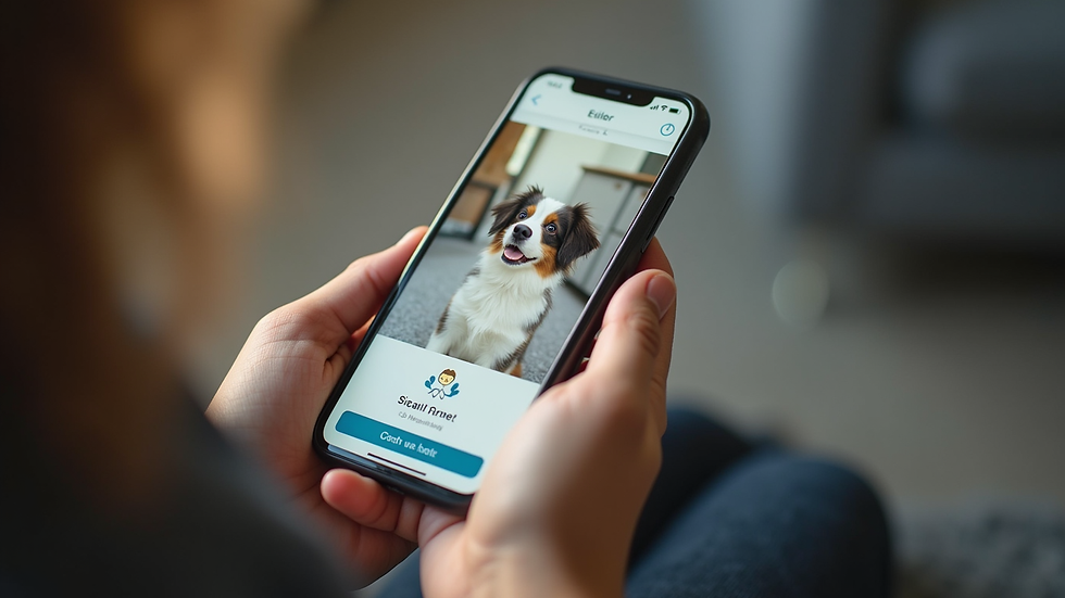 Close-up view of a smartphone displaying the Eidara Pet app interface