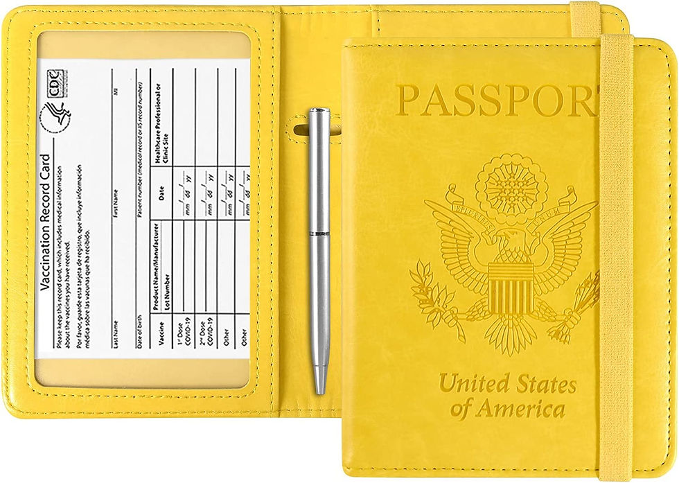 Thumbnail: Leather Passport and Vaccine Card Holder Rose Gold