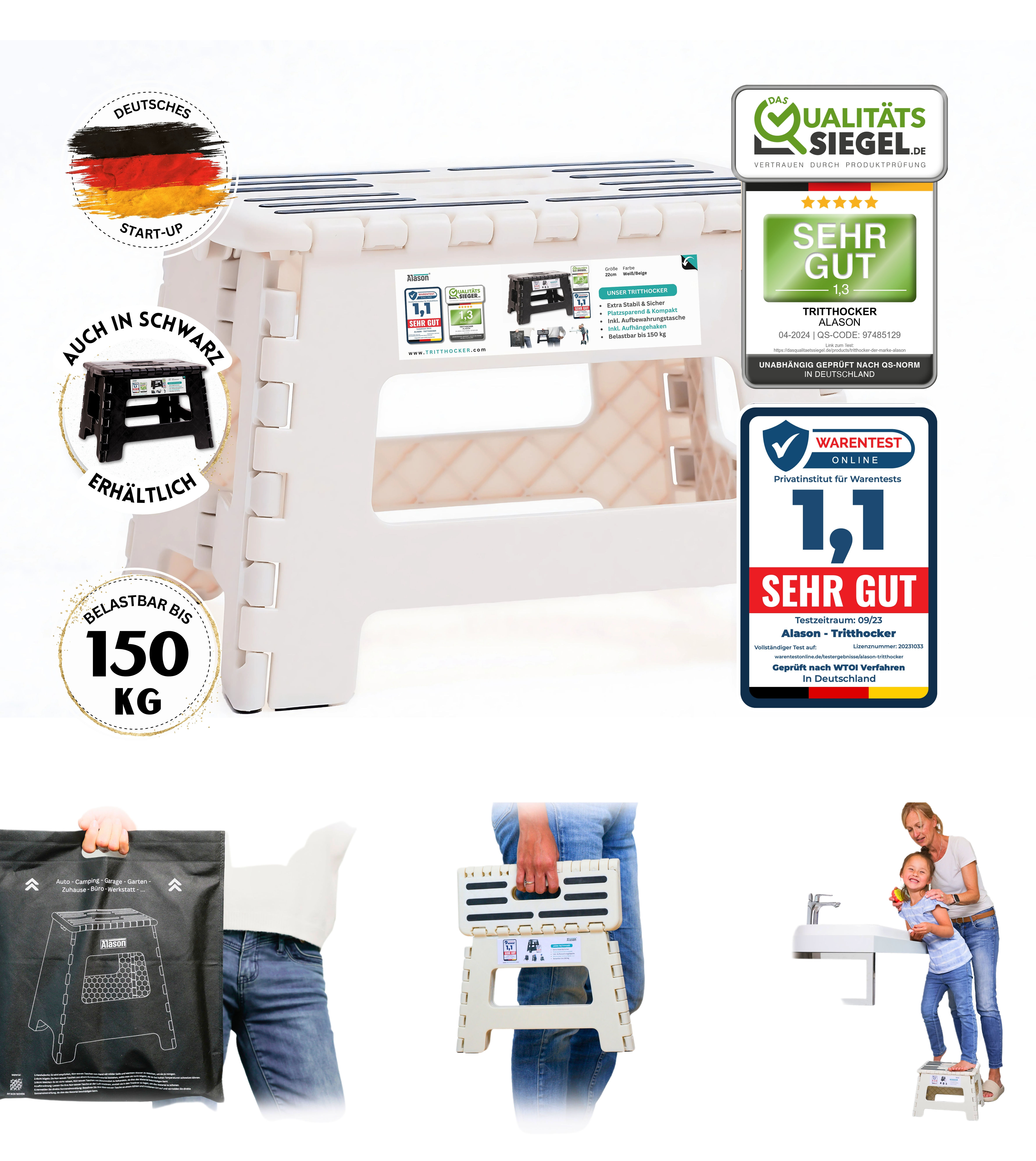 Alason® Tritthocker 22cm HOCH