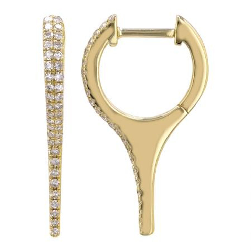 14K Gold Diamond Hoop Solid Double Line Spike Earring