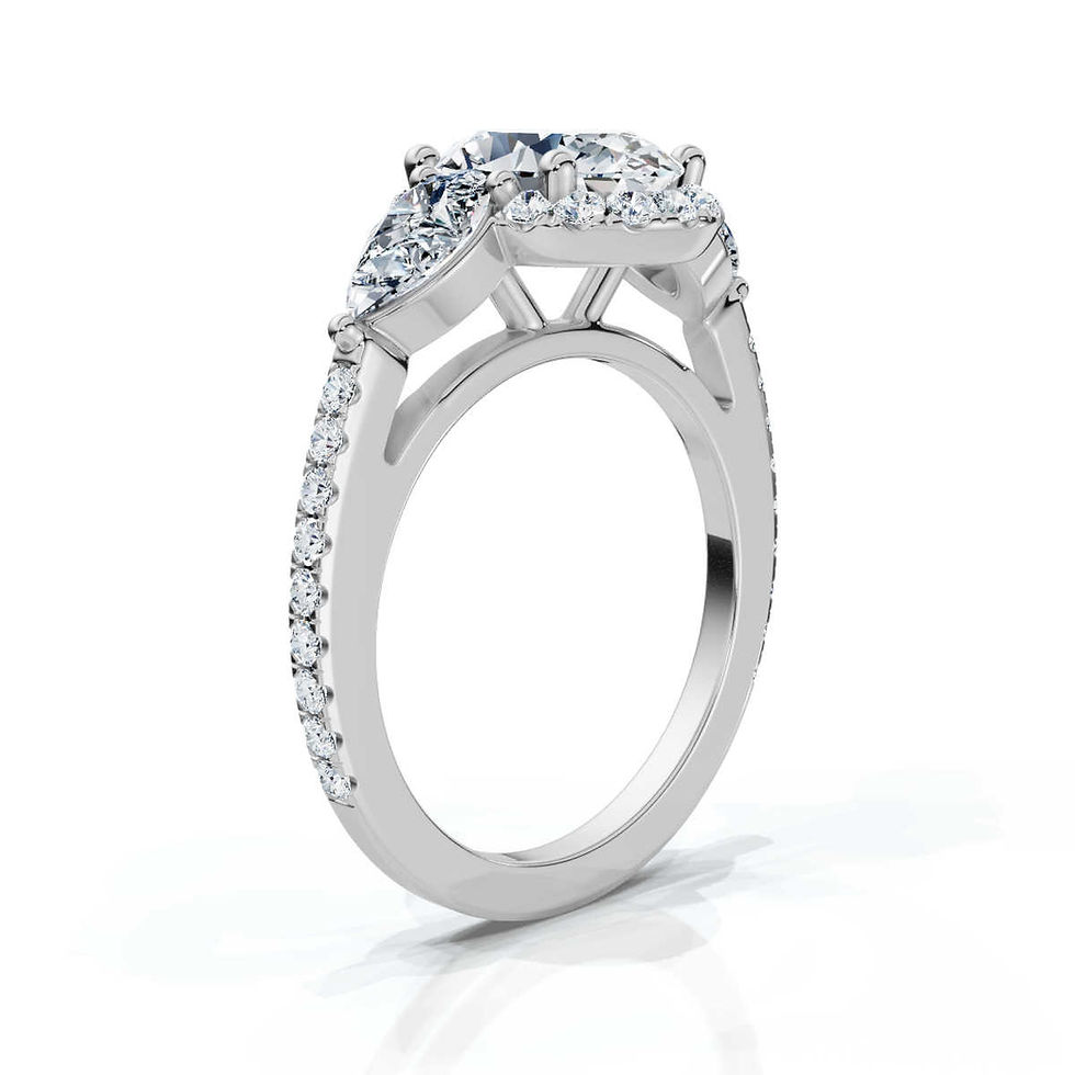 Thumbnail: White Gold Three Stone Pear Lab Grown Diamond Ring