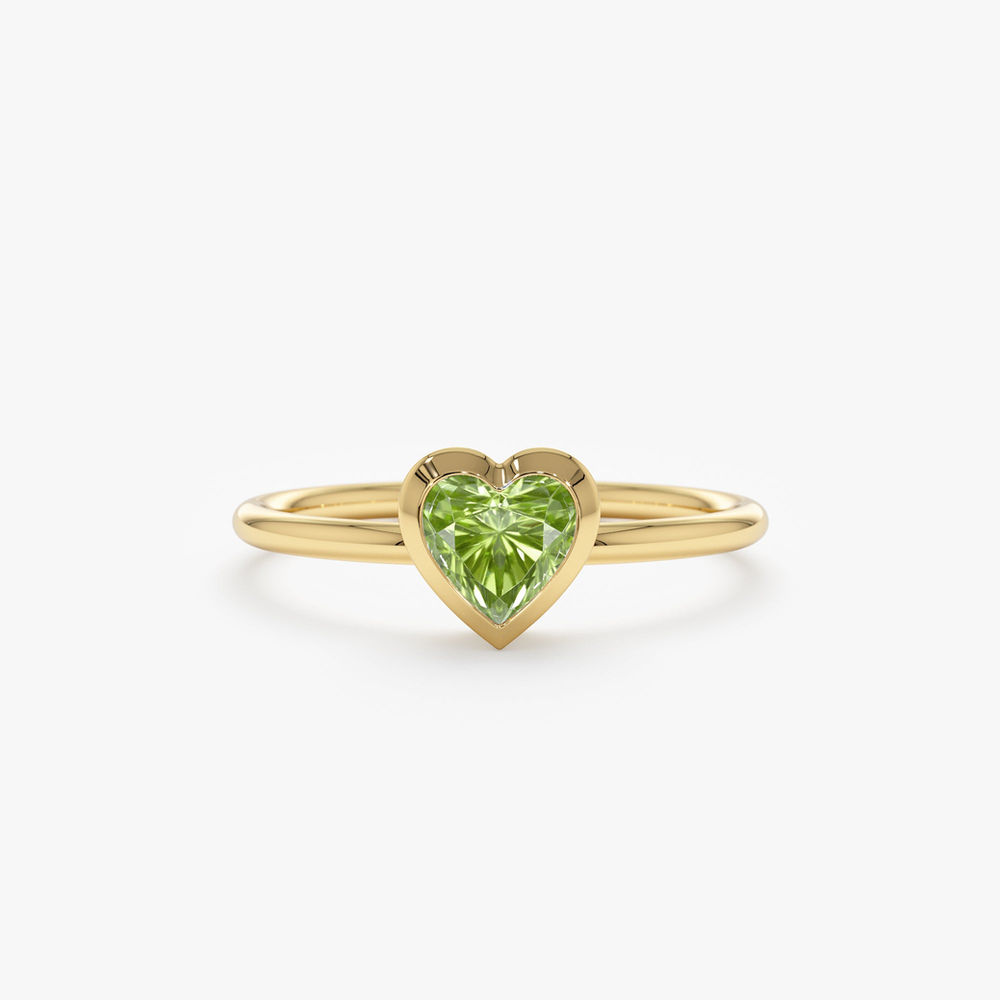 14K Solid Gold Peridot Heart Ring