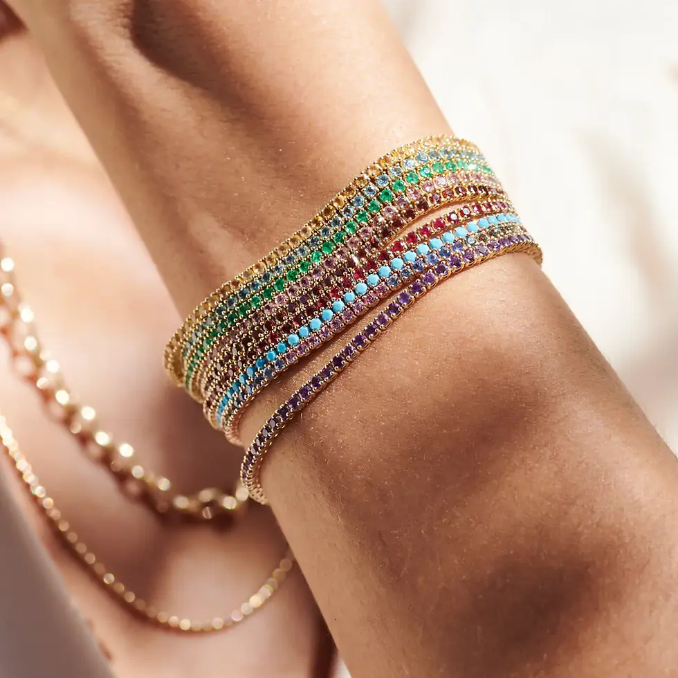 Thumbnail: 18K Solid Gold Tennis Bracelet Featuring Prong Set Rubies