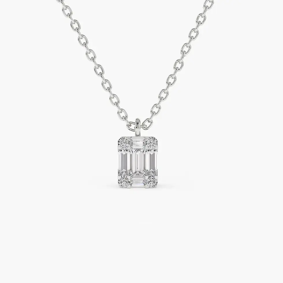 Thumbnail: Gold Baguette & Round Diamond  Pendant