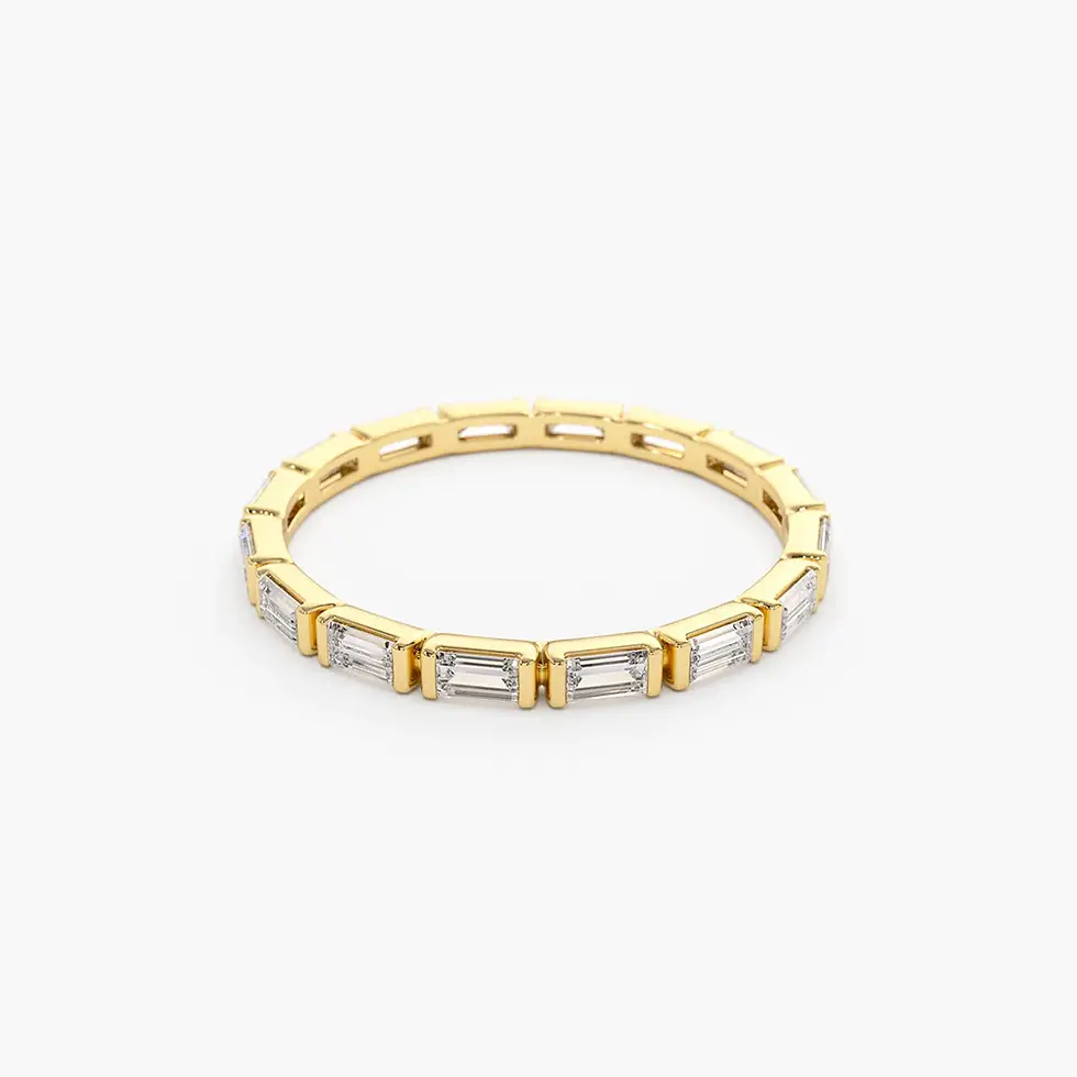Thumbnail: 18K Solid Gold  Bar Setting Baguette Diamond Eternity Ring