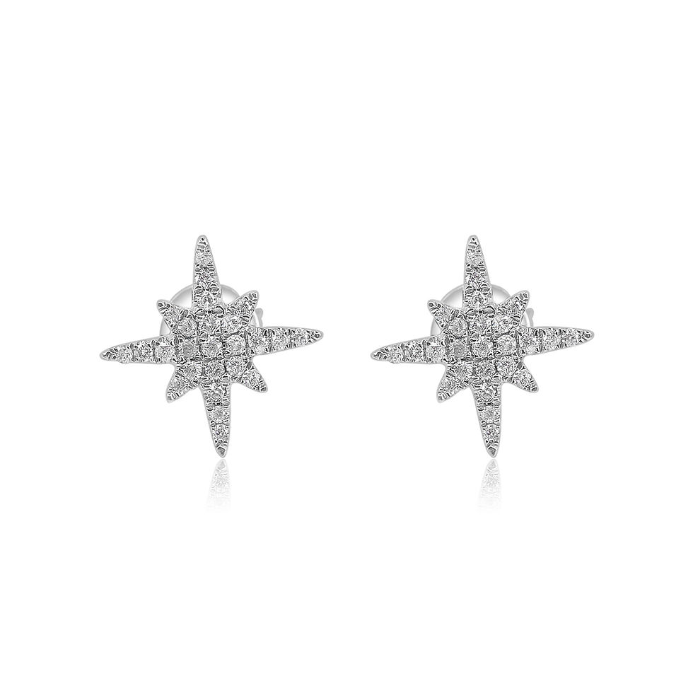 18K Solid Gold Diamond Starburst Earring