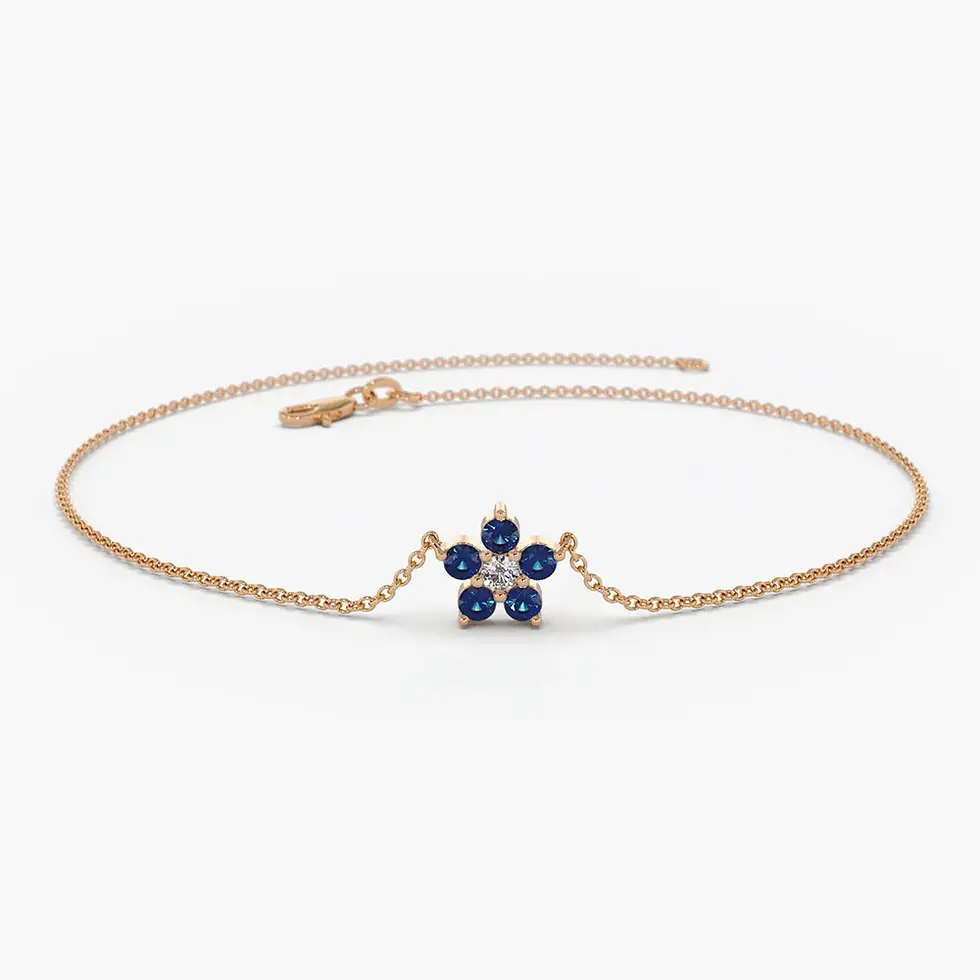Blue Sapphire Bracelet Flower shaped Bracelets