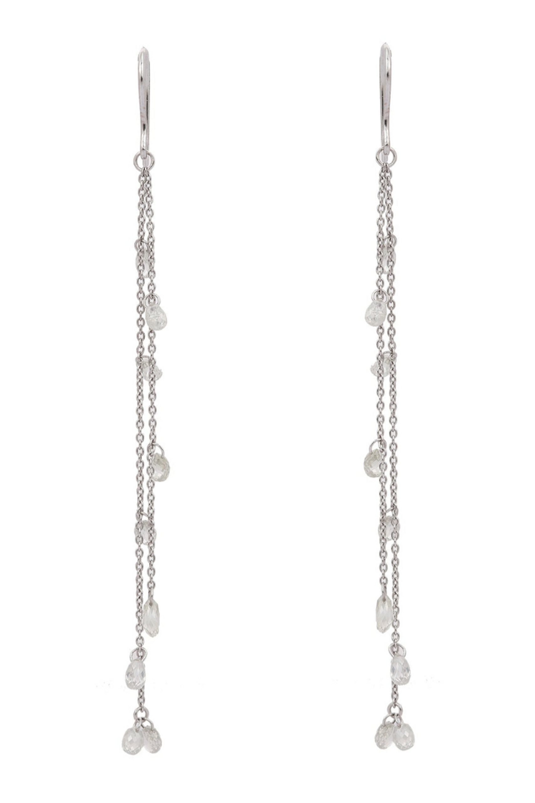 14K Gold Shoulder Duster Chain Diamond Earrings