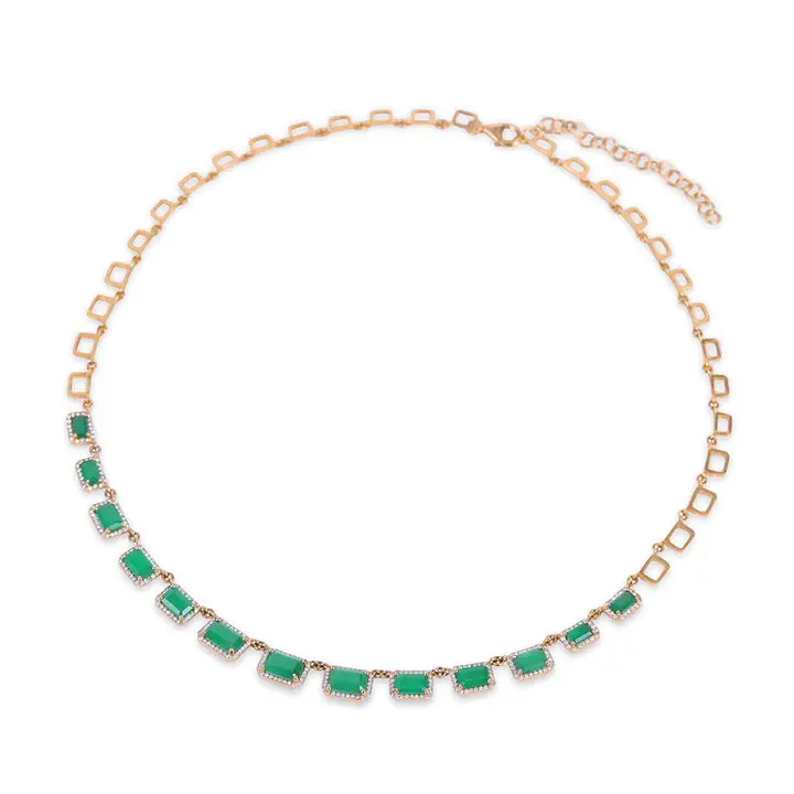 14K Gold   Graduated Emerald & Diamond Pendant
