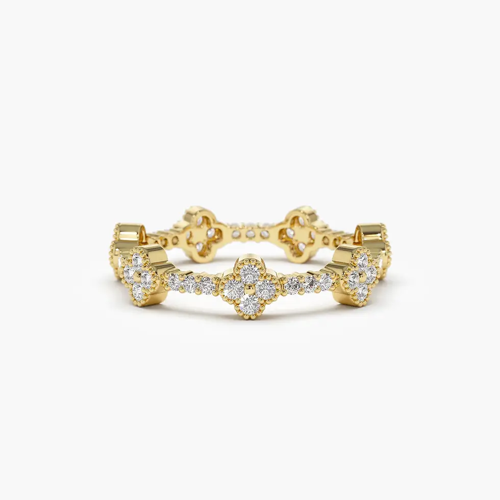 Thumbnail: 14k Full Eternity Clover Diamond Ring for women
