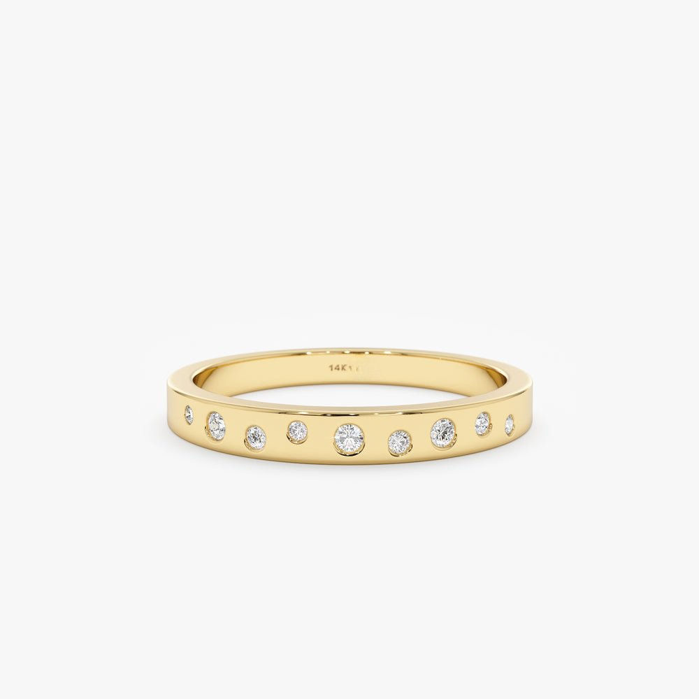 18K Solid Gold Flush Set Diamond Band