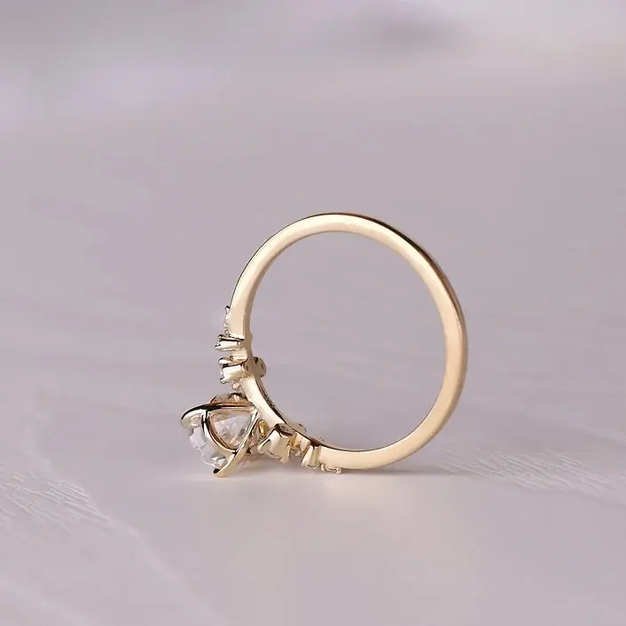 Thumbnail: 1.28 CT Oval Cut Moissanite Snowdrift Engagement Ring