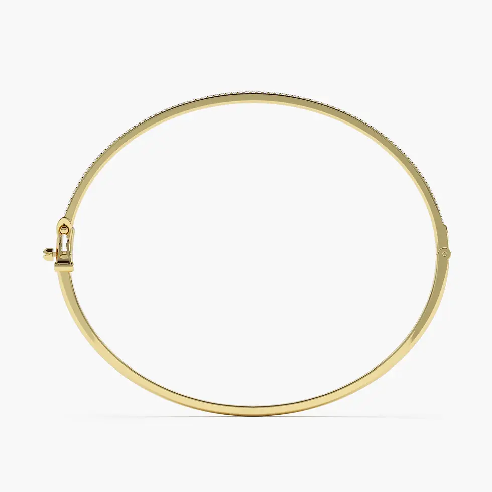 Thumbnail: Handcrafted 18K Solid Gold Two Pave Diamond Bangle Bracelet