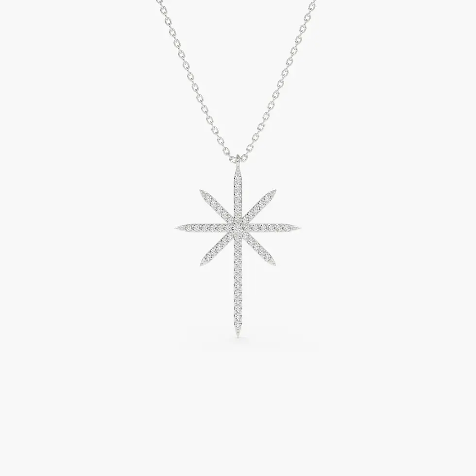 Thumbnail: 18K Solid Gold Celestial North Star Diamond Necklace