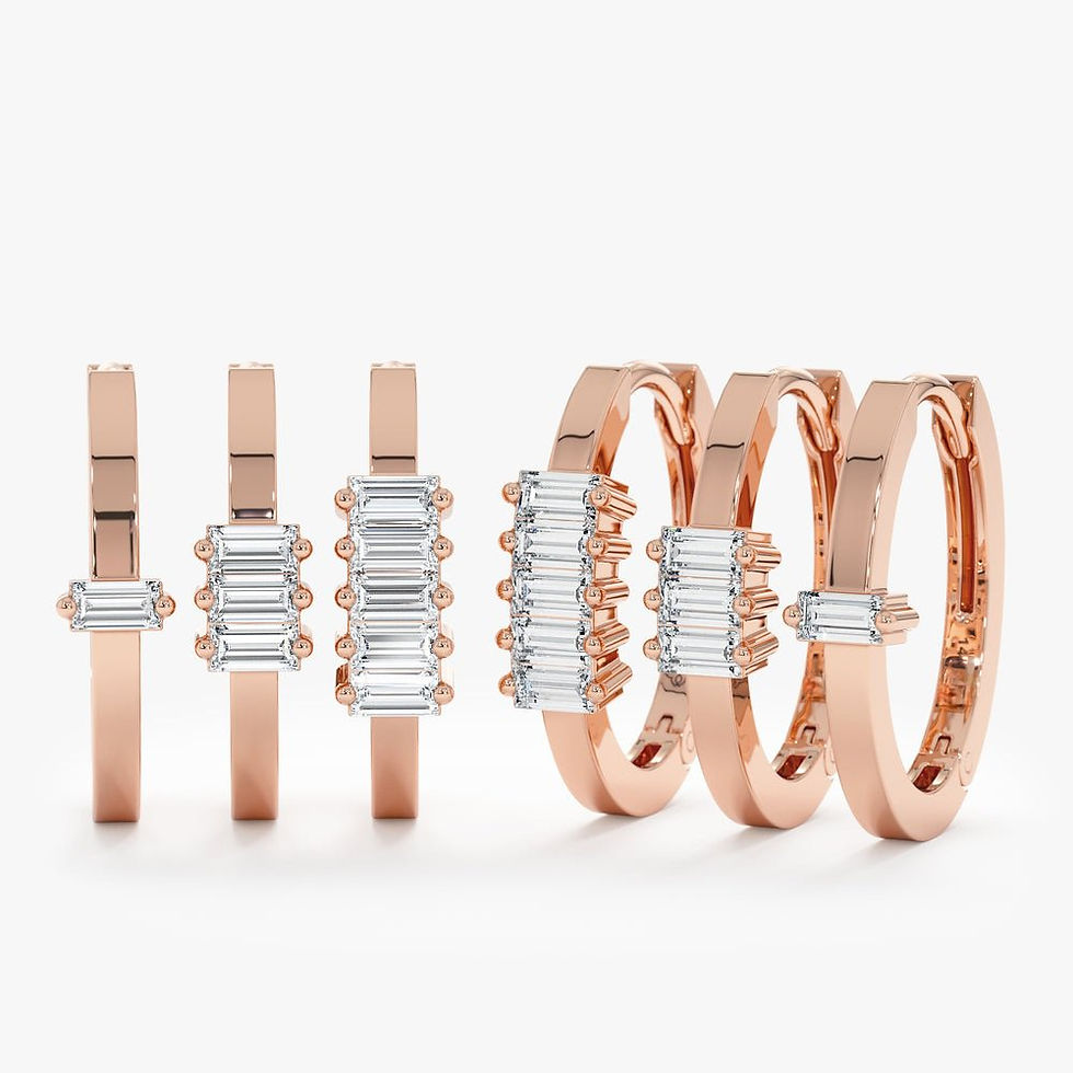 Elegant Mini Baguette Hoop Earrings in 18K Solid Gold