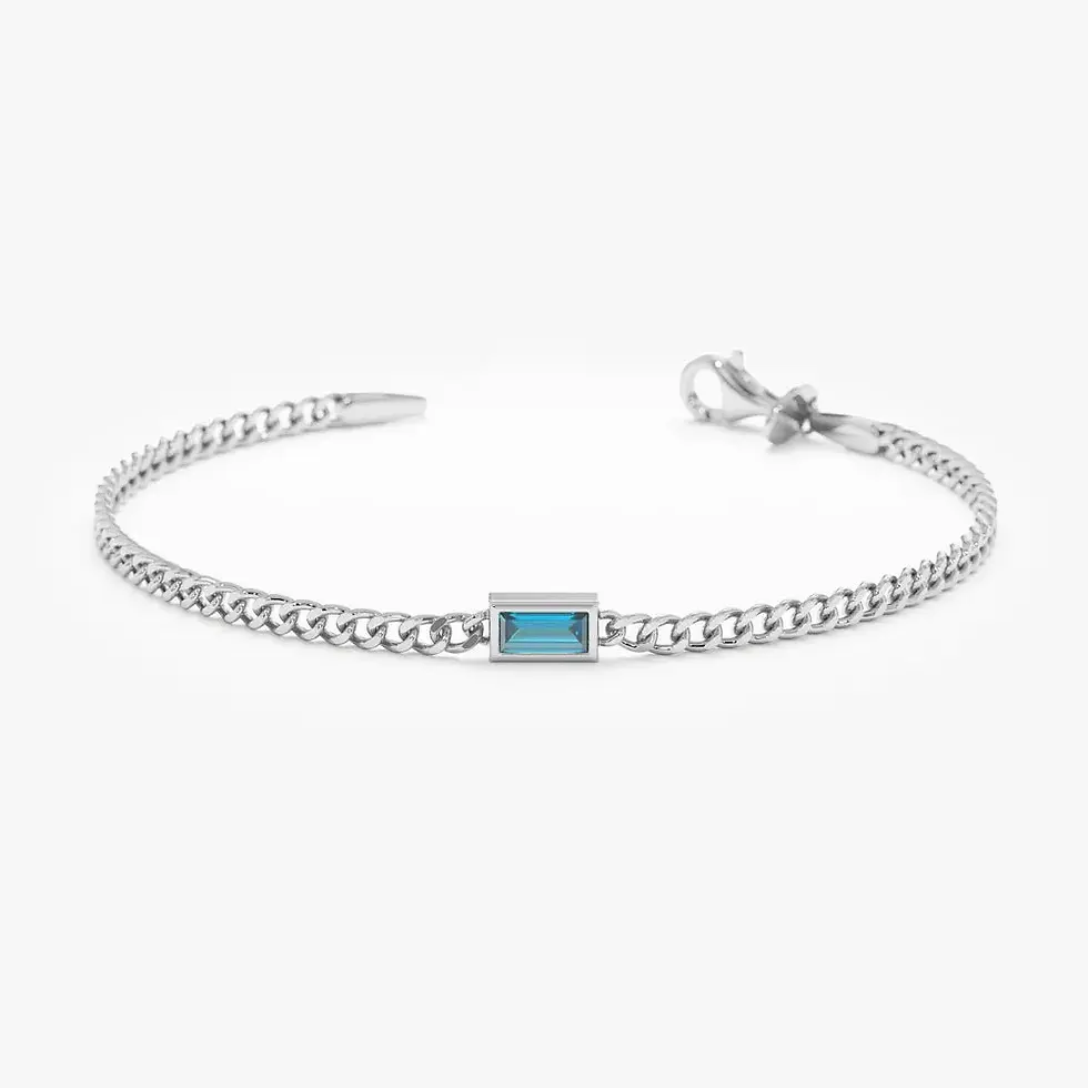 14K Gold Blue Topaz Cuban Chain Bracelet
