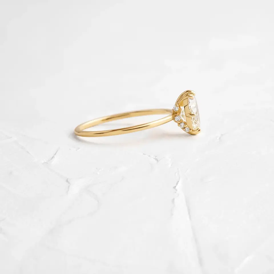 Thumbnail: 14k Solid Gold 0.9ct. Oval Cut Lab-Grown Diamond Ring