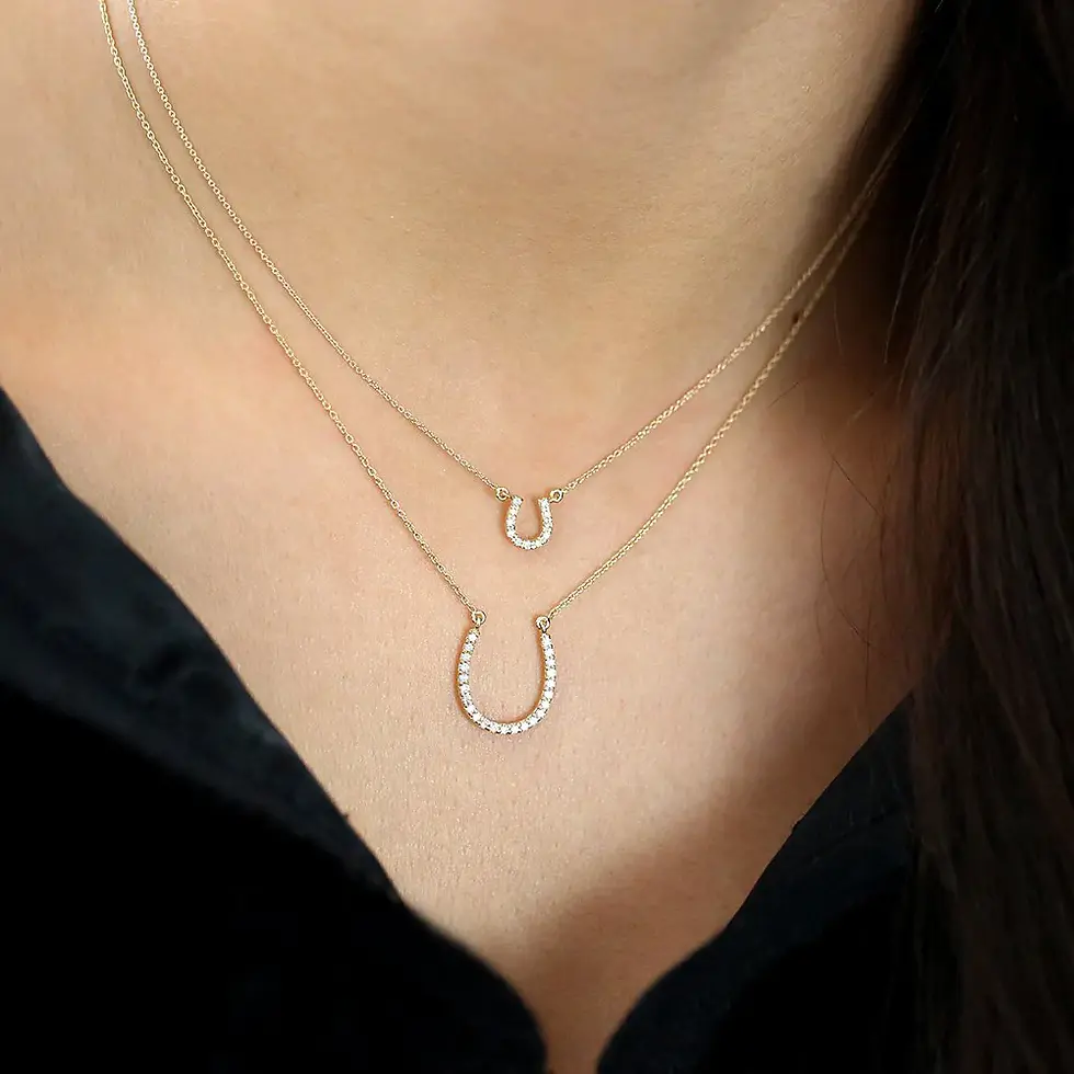 Thumbnail: Mini Diamond Horseshoe Shaped  Necklace