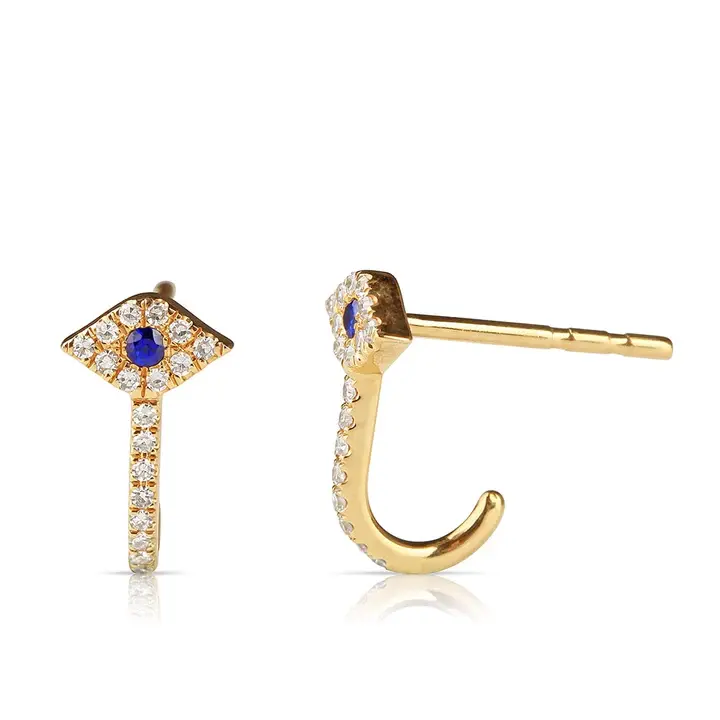 Diamond And Sapphire Evil Eye Demi Huggies