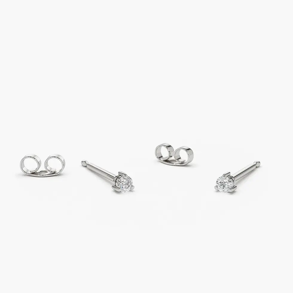 Thumbnail: 18K Solid Gold Mini Lab-Grown Diamond Studs