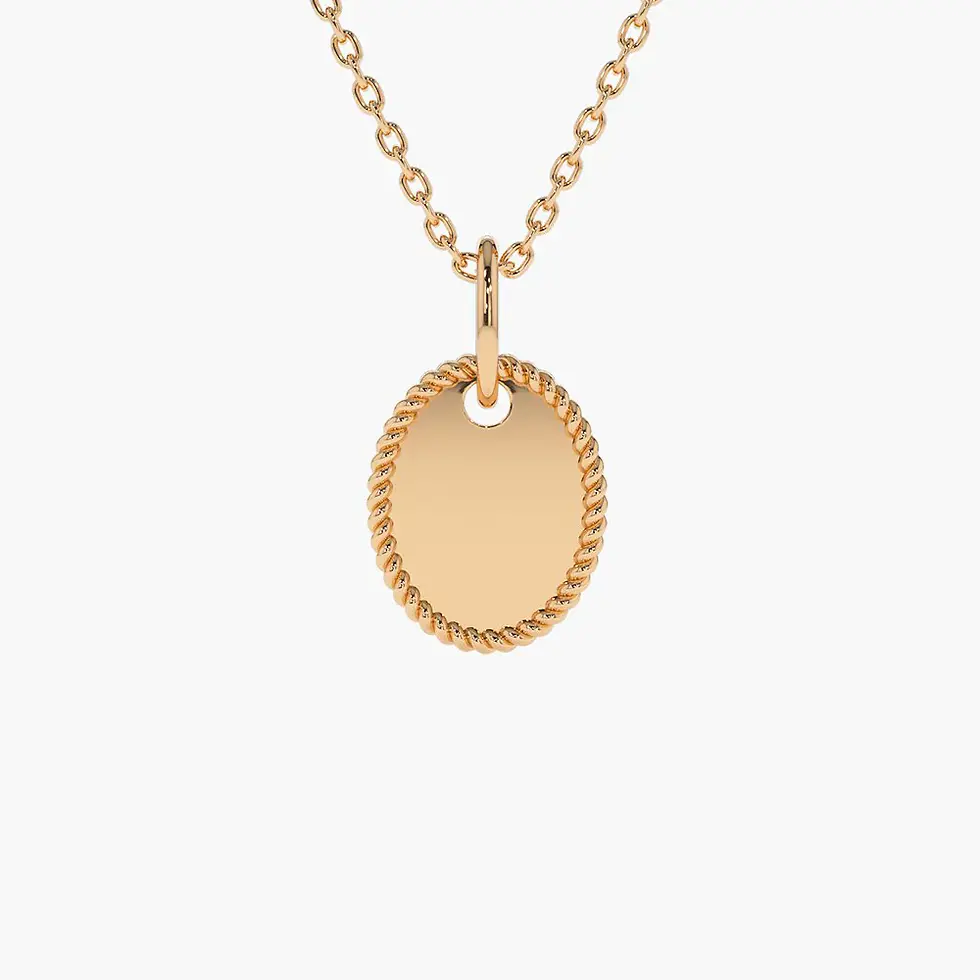 Thumbnail: Minimalist 18K Solid Gold Oval Initial Pendant on Twist Rope Chain