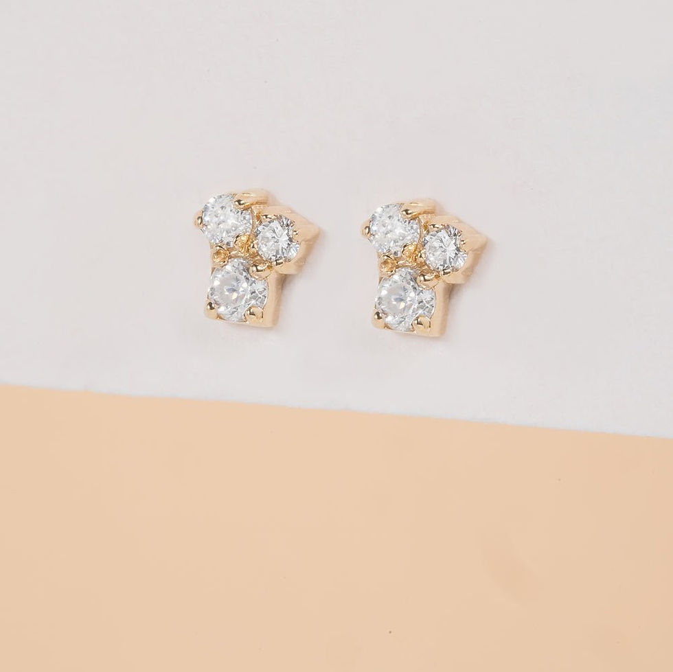 Dainty Triple Diamond Cluster Studs in 18K Solid Gold