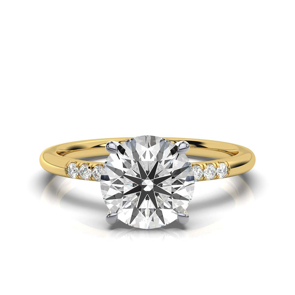 Thumbnail: 14K Solid Gold Round Cut Lab Grown Diamond Engagement Ring