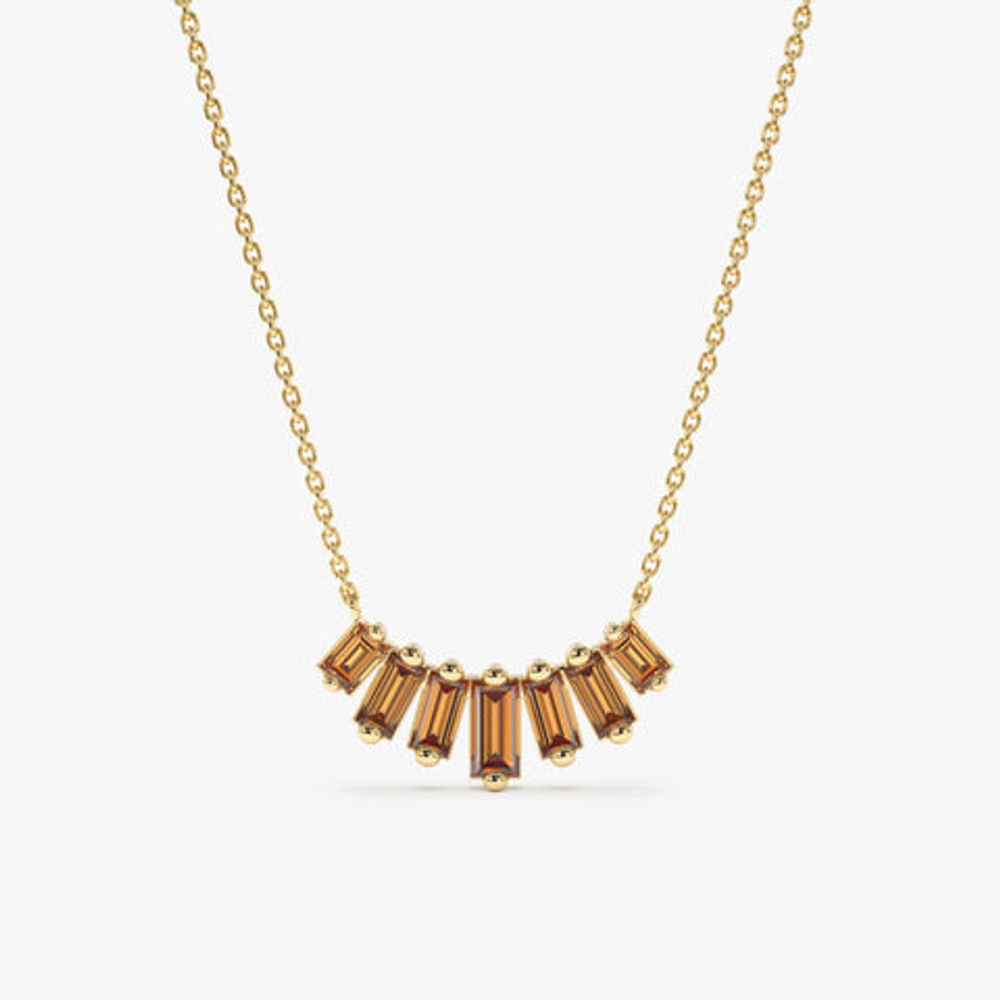 14K Solid Gold Citrine Cascade Necklace