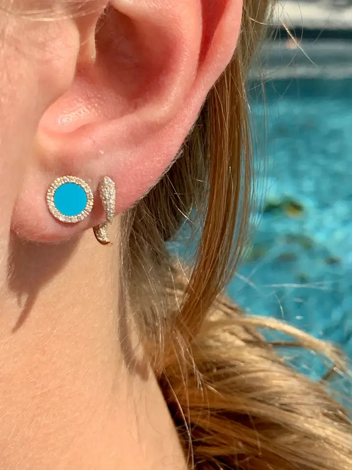 Thumbnail: Emily Turquoise And Diamond Stud