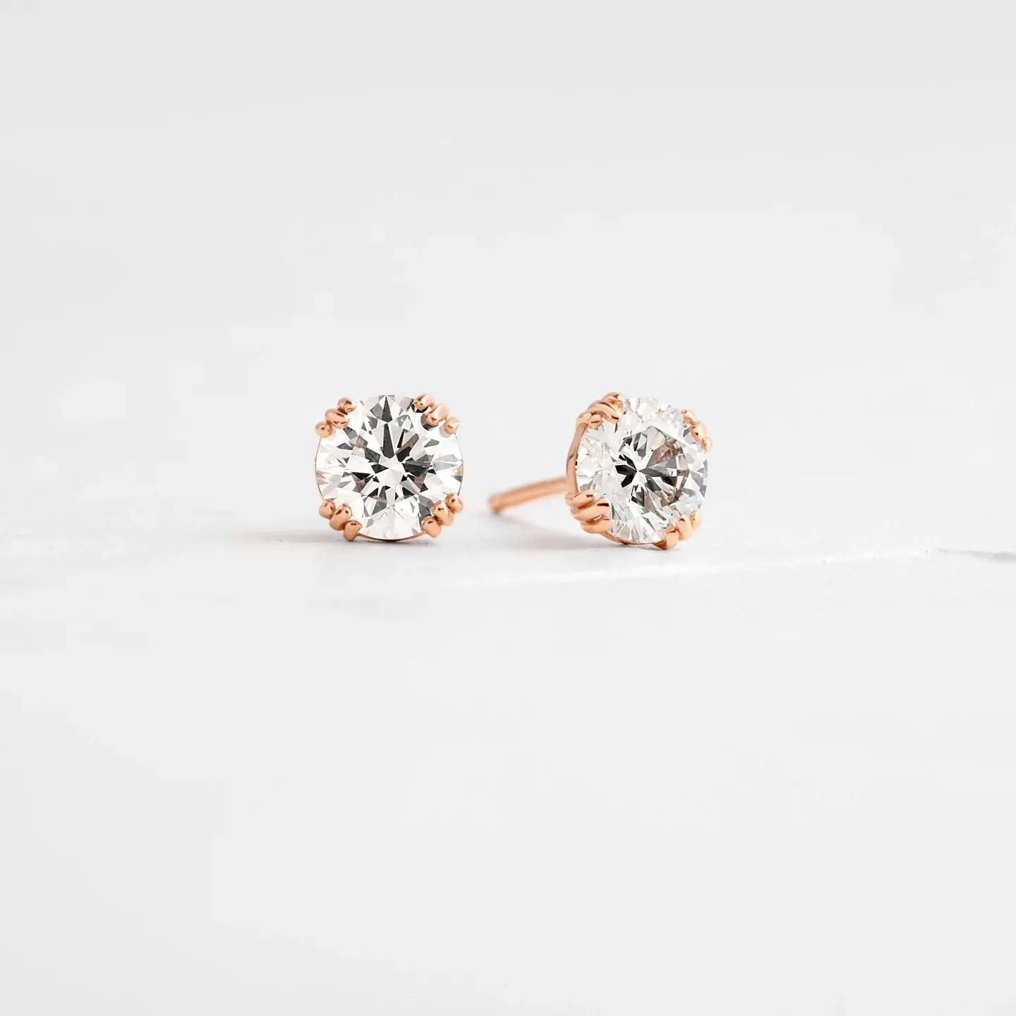 18K Solid Gold Diamond Threaded Studs, 0.5ctw Moissanite Diamond Studs