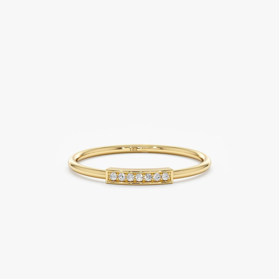 14K Solid Gold Diamond Mini Bar Ring